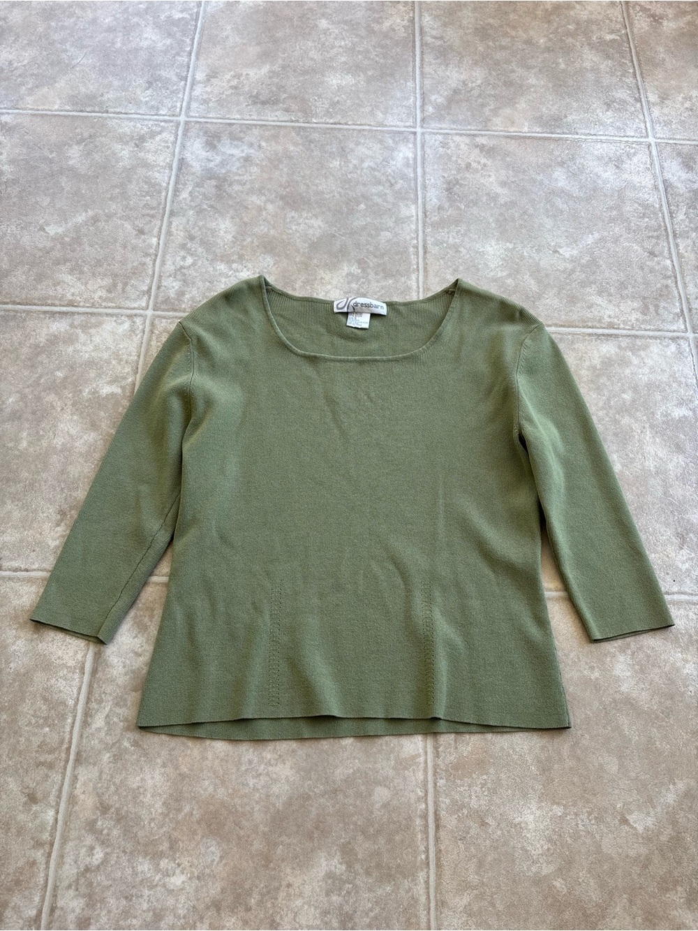 Dress Barn Olive Scoop Neck Lightweight Knit Top